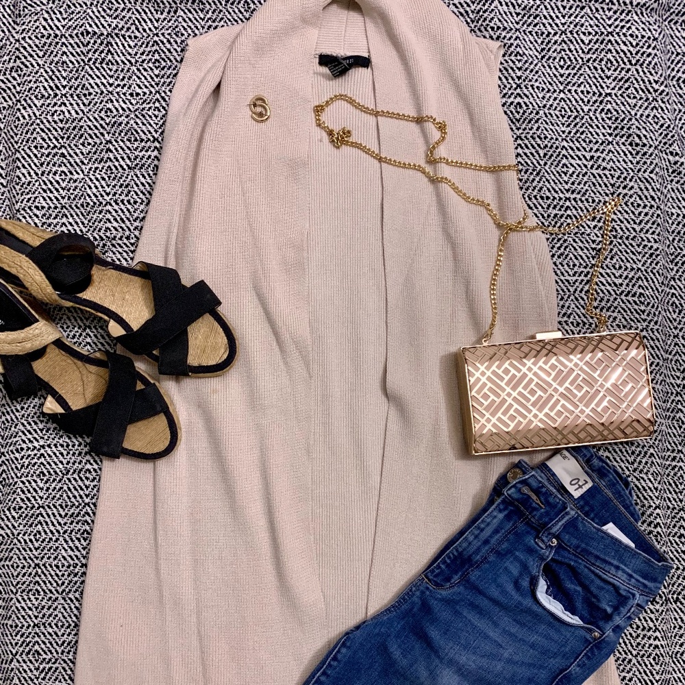 Forever 21 Soft Pink Vest Cardigan